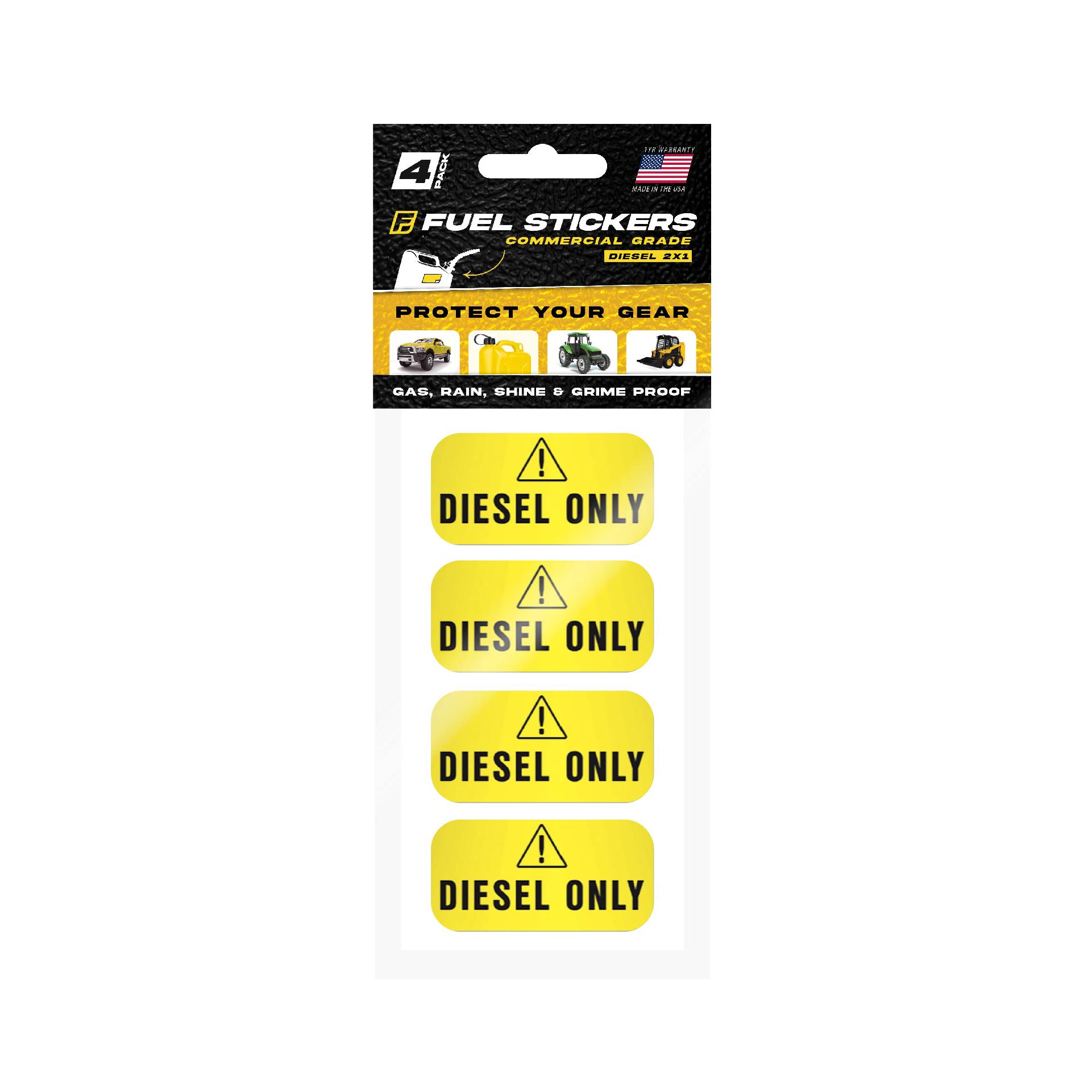Diesel Only Sticker Yellow Labels for Tractors Construction and He