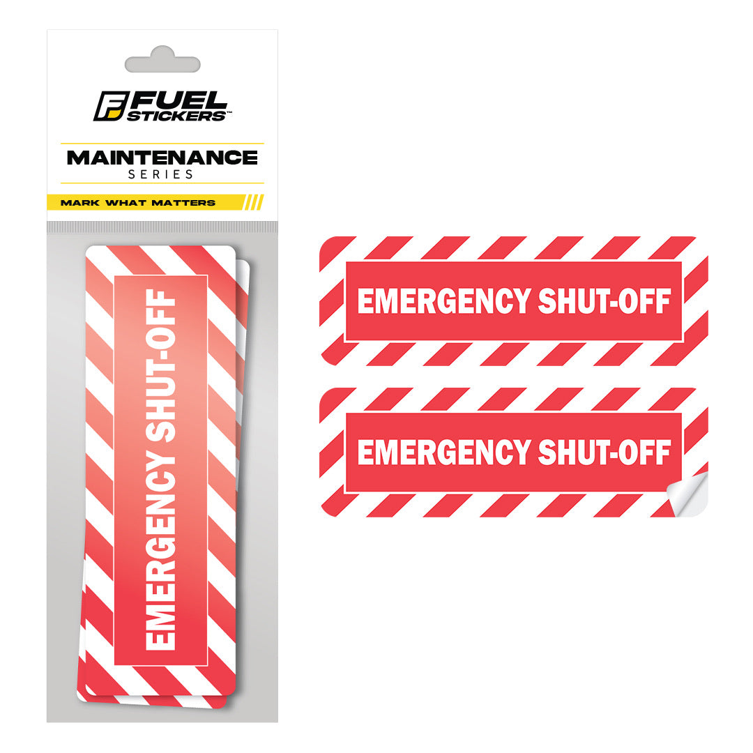 Emergency Shut Off Label (large) | 6" x 2"| 4 Pack