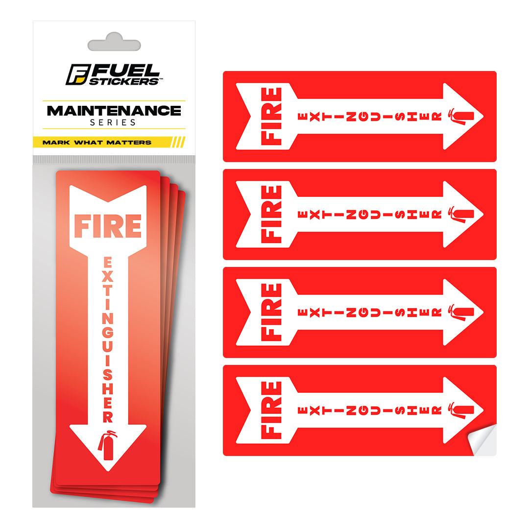 Fire Extinguisher Sticker Set for Business - Office, Commercial, Landlord | 2"x6" | 4 Pack  (Vertical)