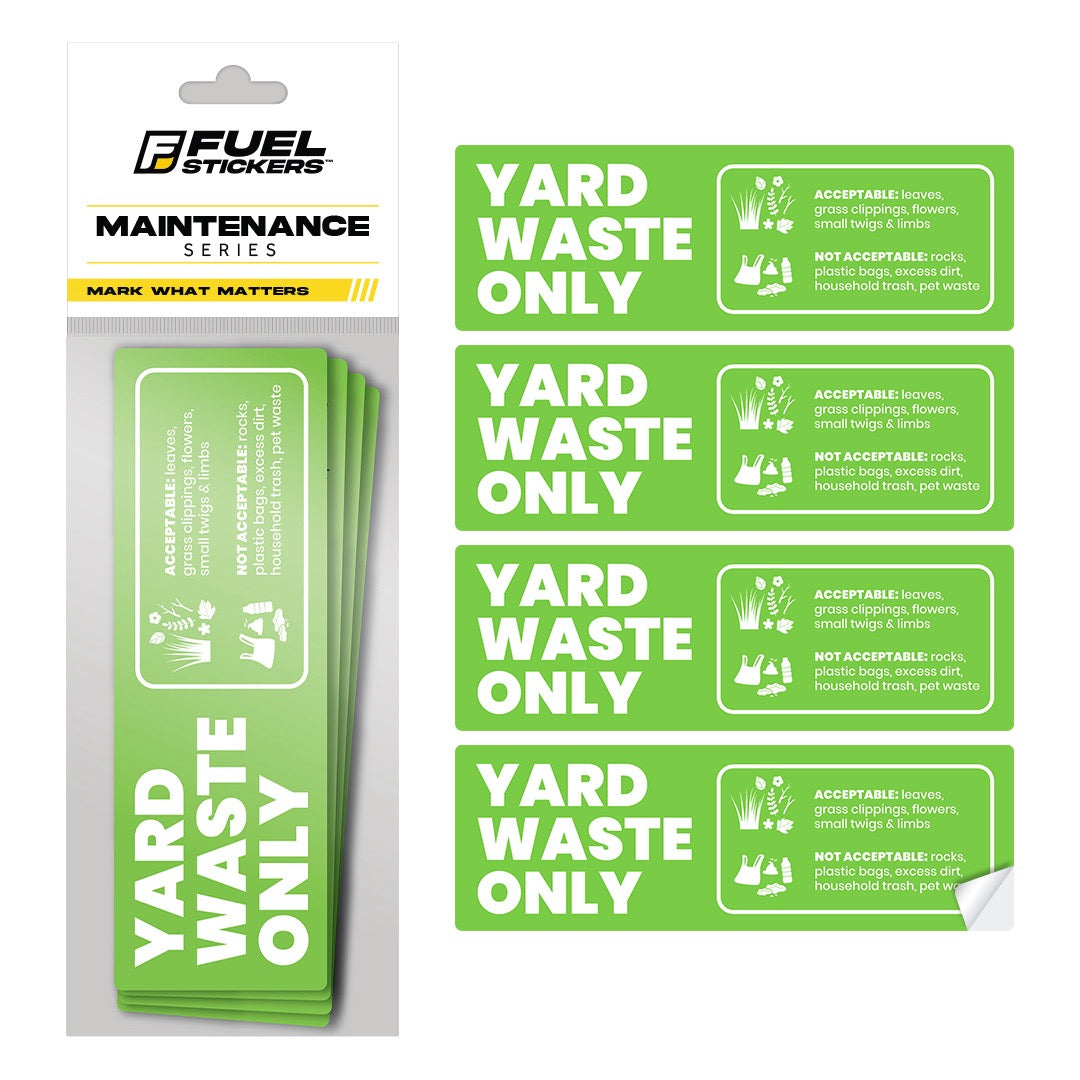 Yard Waste Stickers - Trash Bin Labels with Helpful Do & Don't Reminders | 4 Pack