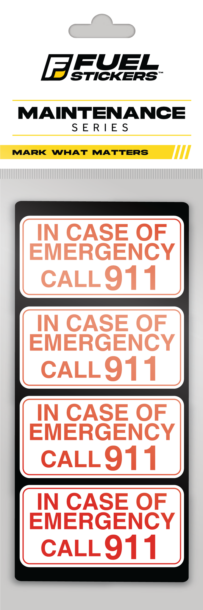 Emergency Call 911 Stickers (small) - 2"x1" - 4 Pack