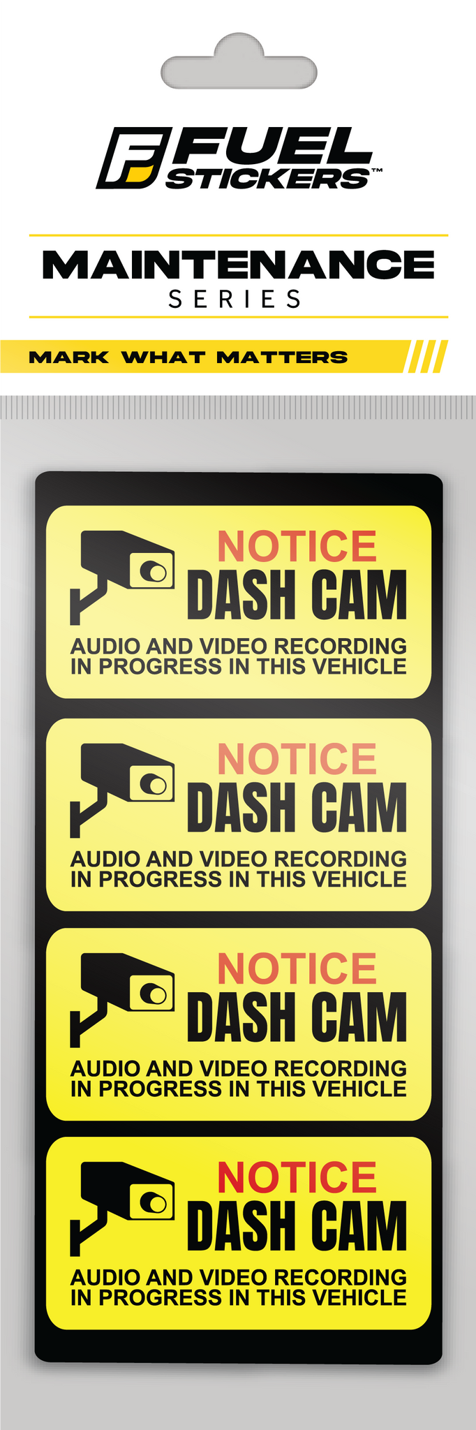 Dash Cam Sticker (small) - 2"x1" - 4 Pack