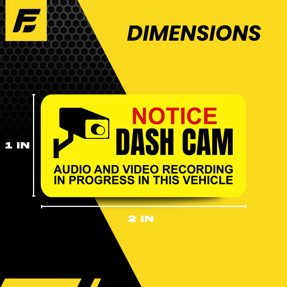 Dash Cam Sticker (small) - 2"x1" - 4 Pack