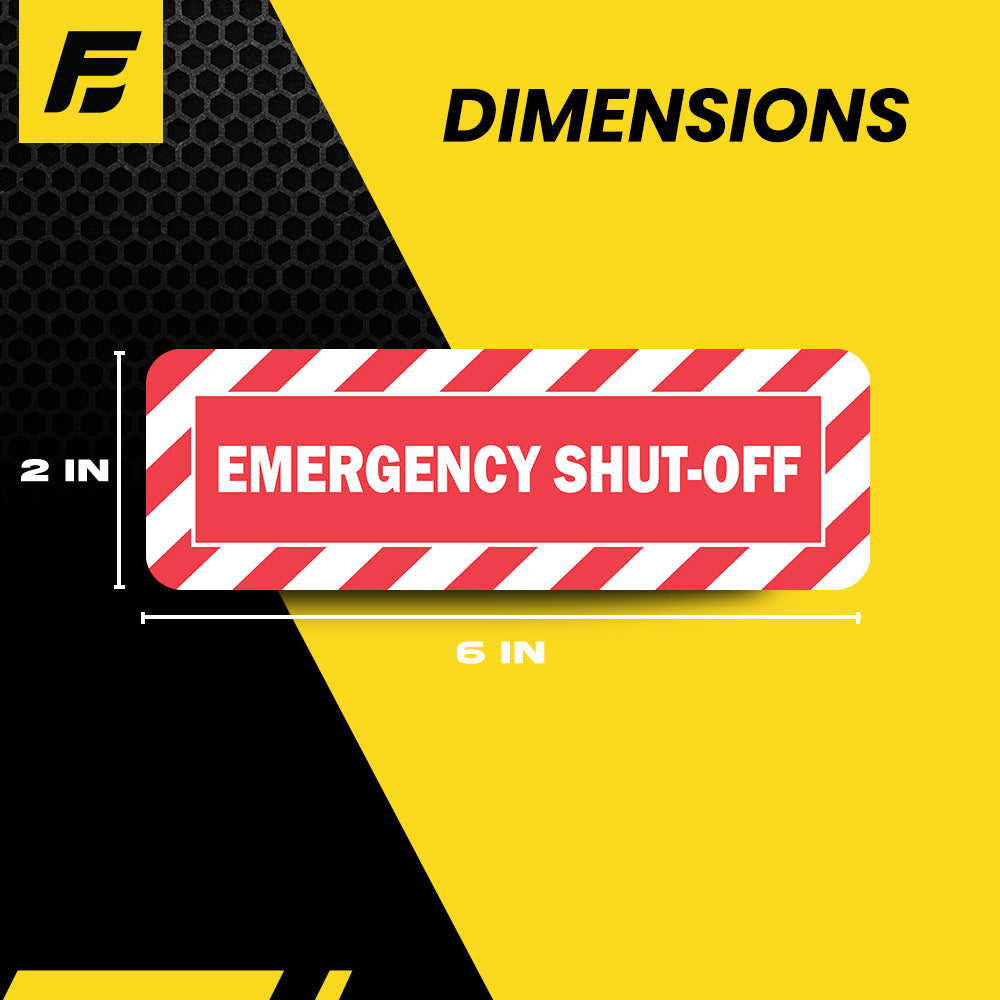 Emergency Shut Off Label (large) | 6" x 2"| 4 Pack