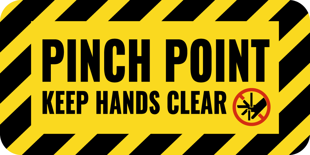 Pinch Point Label (Small) | 2" x 1" inch | 4 Pack