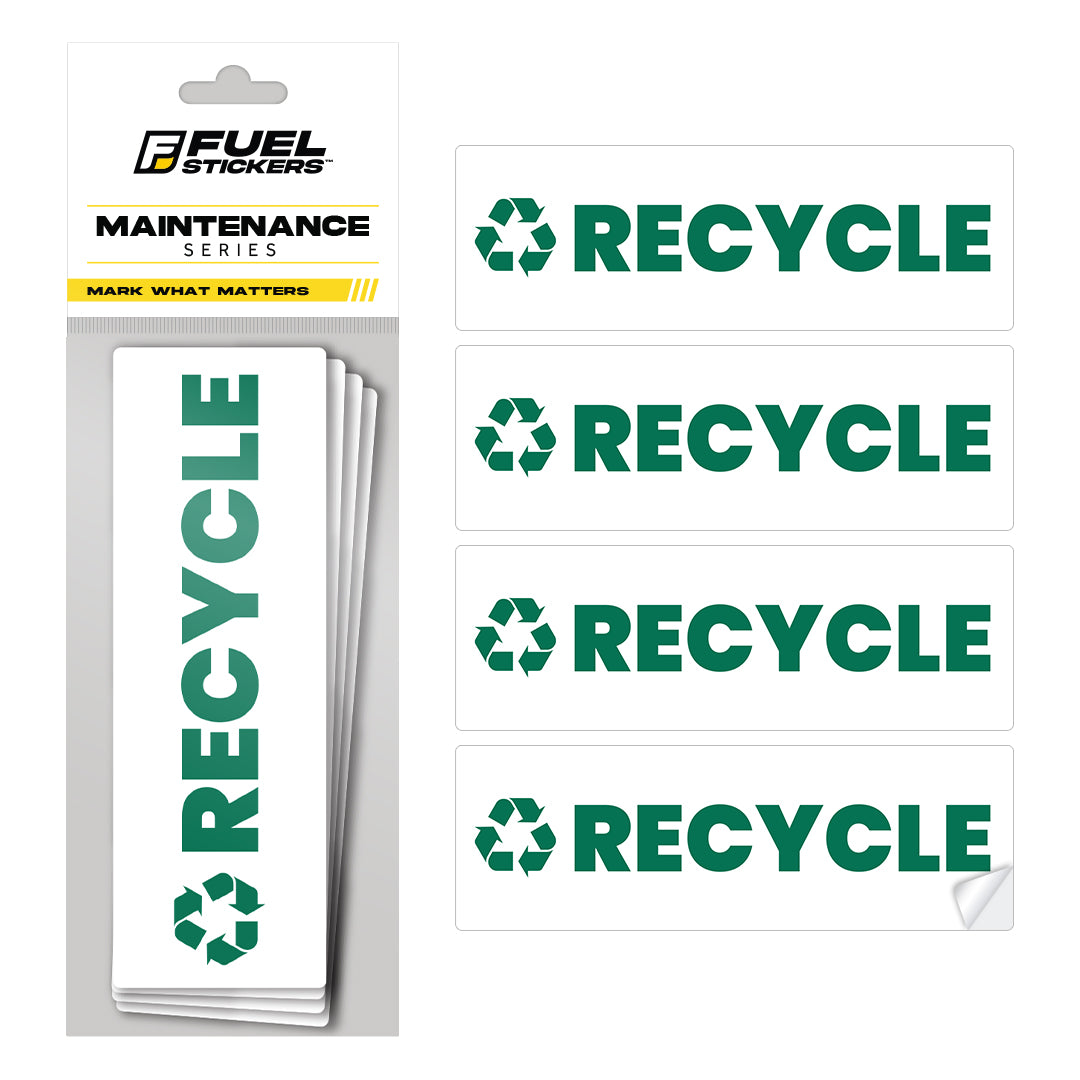 Recycle Sticker -  Trash Bin Labels | 2"x6" | 4 Pack