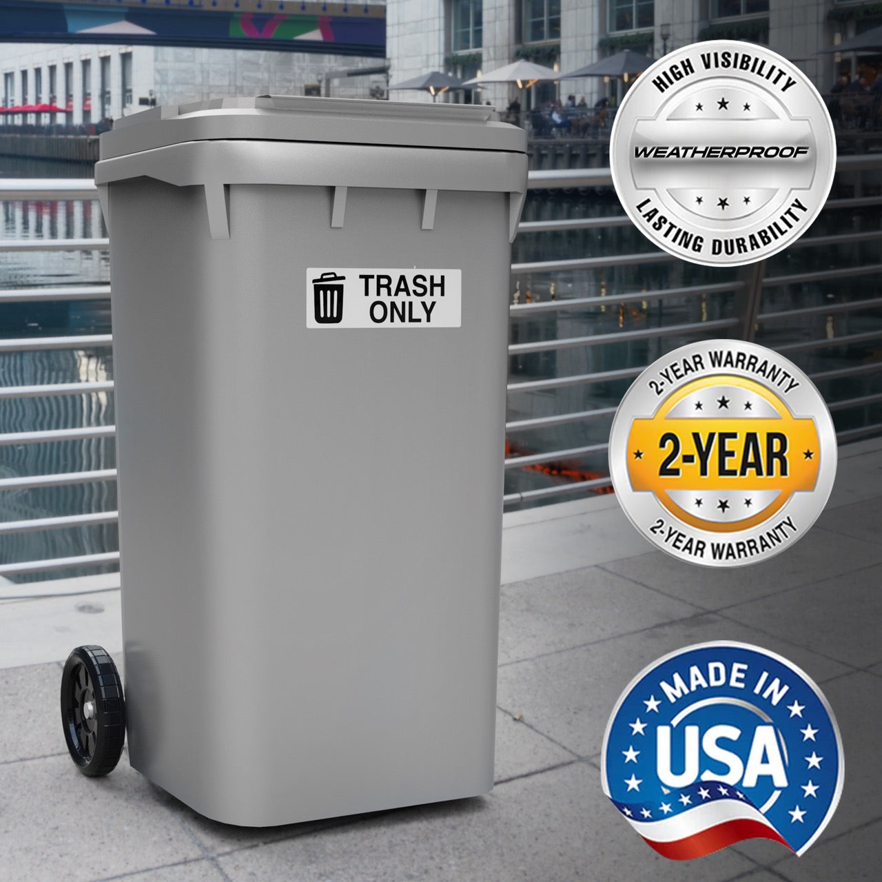 Trash Sticker - Trash Bin Labels | 2"x6" | 4 Pack