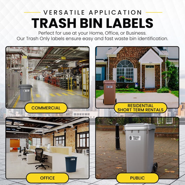 Trash Recycle Sticker Set – Heavy-Duty Trash Bin Labels | 6" x 2" | Made In USA